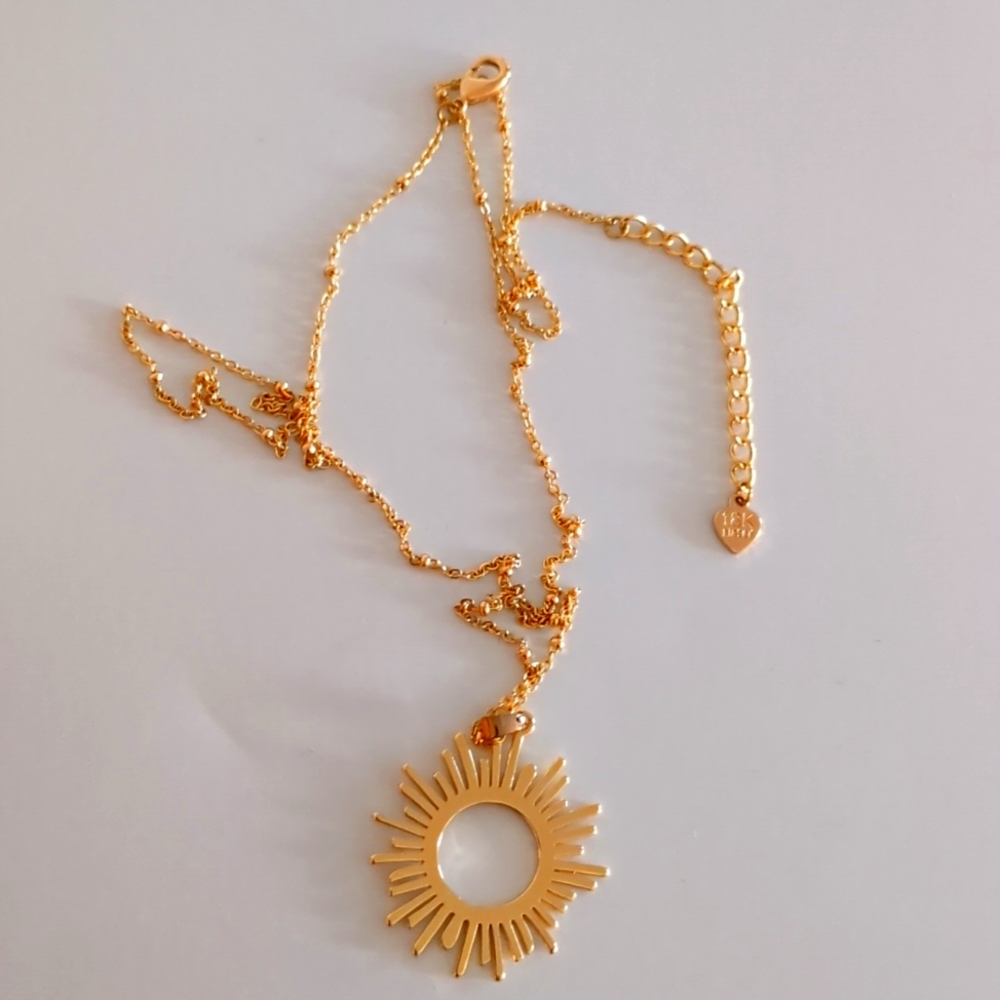 18k plated necklace sun charm
